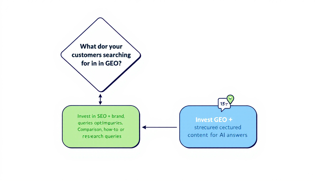 帮助出海企业选择SEO和GEO策略的决策流程图