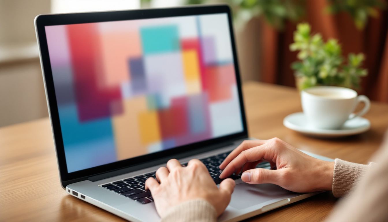 Building a free charity website on a laptop in a warm home office