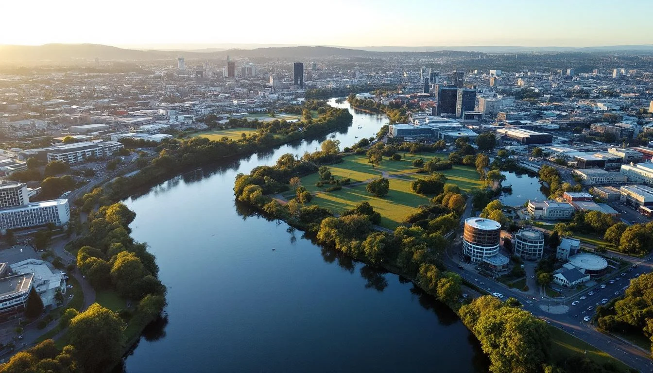Google Ads Hamilton — Waikato River winding through the city